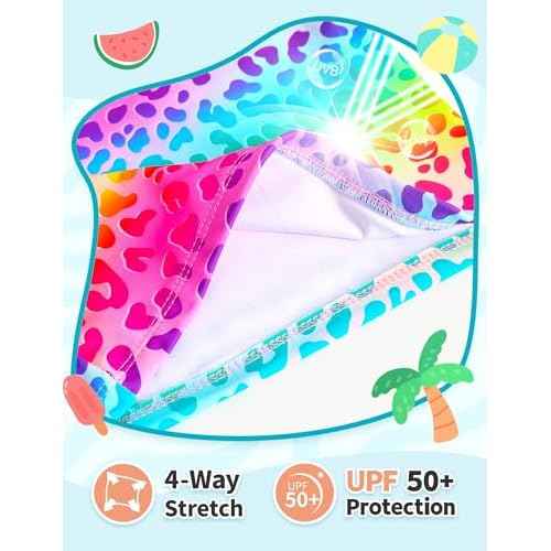 TENVDA Girls Swimsuit Long Sleeve Rash Guard Sets UPF 50+ Two Piece Bathing Suits Size 3-12 Years