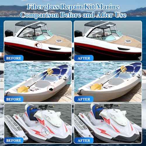 Marine Fiberglass Repair Kit (Color Match), 3.5oz/100g Gel Coat Repair Kit for Boats, Fiberglass Repair Fix Holes, Chips, Deep Cracks, Ceramic, Porcelain Fiberglass Filler