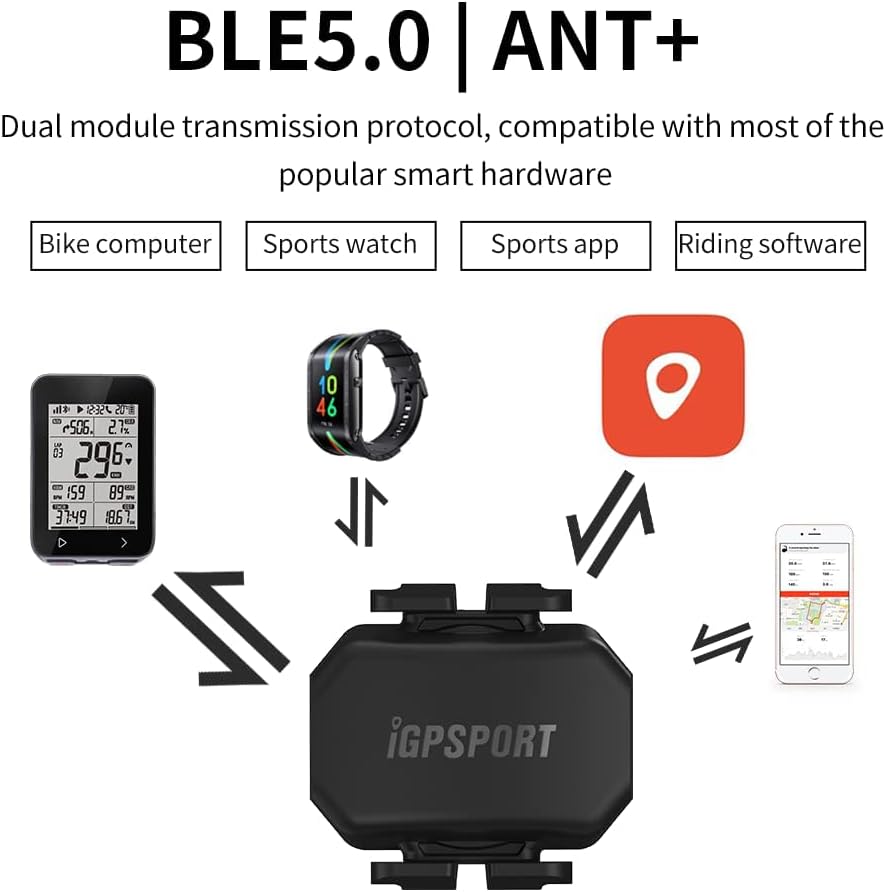 iGPSPORT Speed Sensor or Cadence Sensor for iPhone Android Bike Computer SmartWatch Compatible with ANT+ and Bluebooth