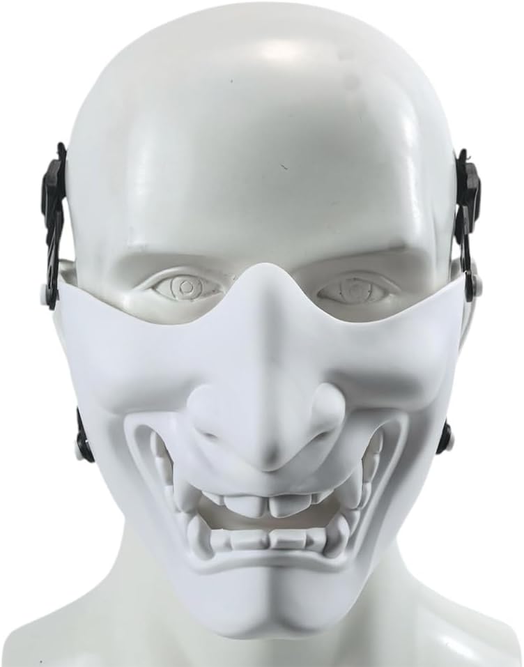 ATAIRSOFT Halloween Costume Cosplay BB Gun Evil Demon Monster Kabuki Samurai Hannya Oni Half Cover Airsoft and Prop Mask