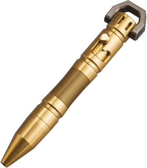 MecArmy TPX33 Titanium Tactical Pen with Tungsten Steel Glass Breaker for Self-Defence, Anti-roll concave-convex shell with Comfortable grip for Writing, Refill Pocket Clip included (Titanium Silver)
