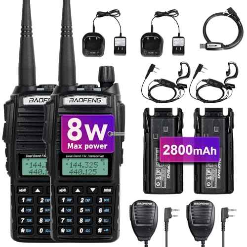 BaoFeng UV-82 High Power BaoFeng Radio Ham Radio Handheld 2 Way Radio Walkie Talkies with Earpiece,Handheld Speaker Mic and Programming Cable (2 Pack-Black)