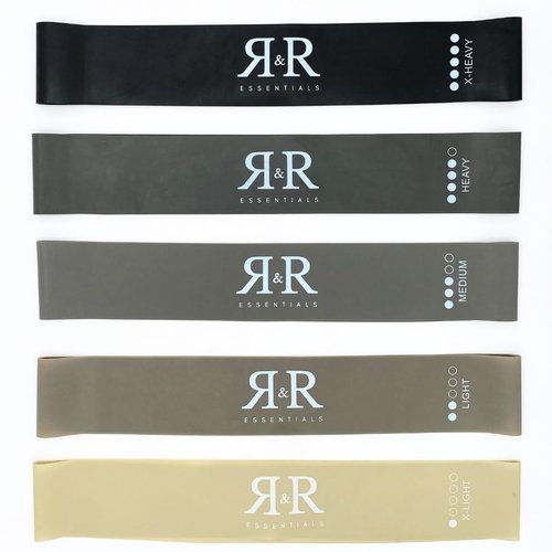 Reggie and Ronnie Essentials 5-Pack Resistance Bands Set with 5 Levels – Includes Travel Bag for Workouts Anywhere (Neutral)