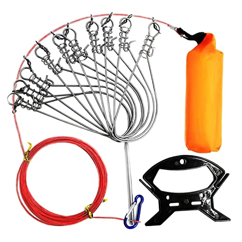 5m Stainless Steel Fish Stringer Kit with Float & 10 Snaps for Live Fish