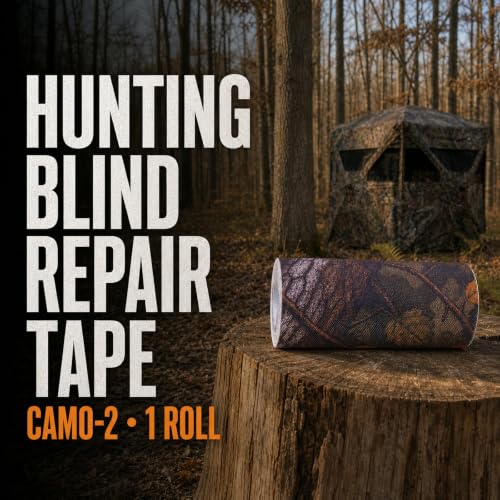 Camo Hunting Blind Repair Tape - Self Adhesive Fabric Patch Kit, 4 Inch Wide