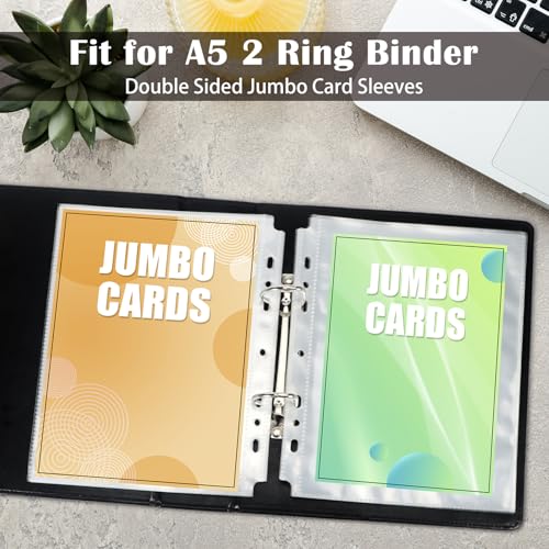 50 Pack Jumbo Card Sleeves for A5 3/6 Ring Binders, 5.7 x 7.9 Inch Clear Top-Loading Protectors - Double-Sided, Water-Resistant