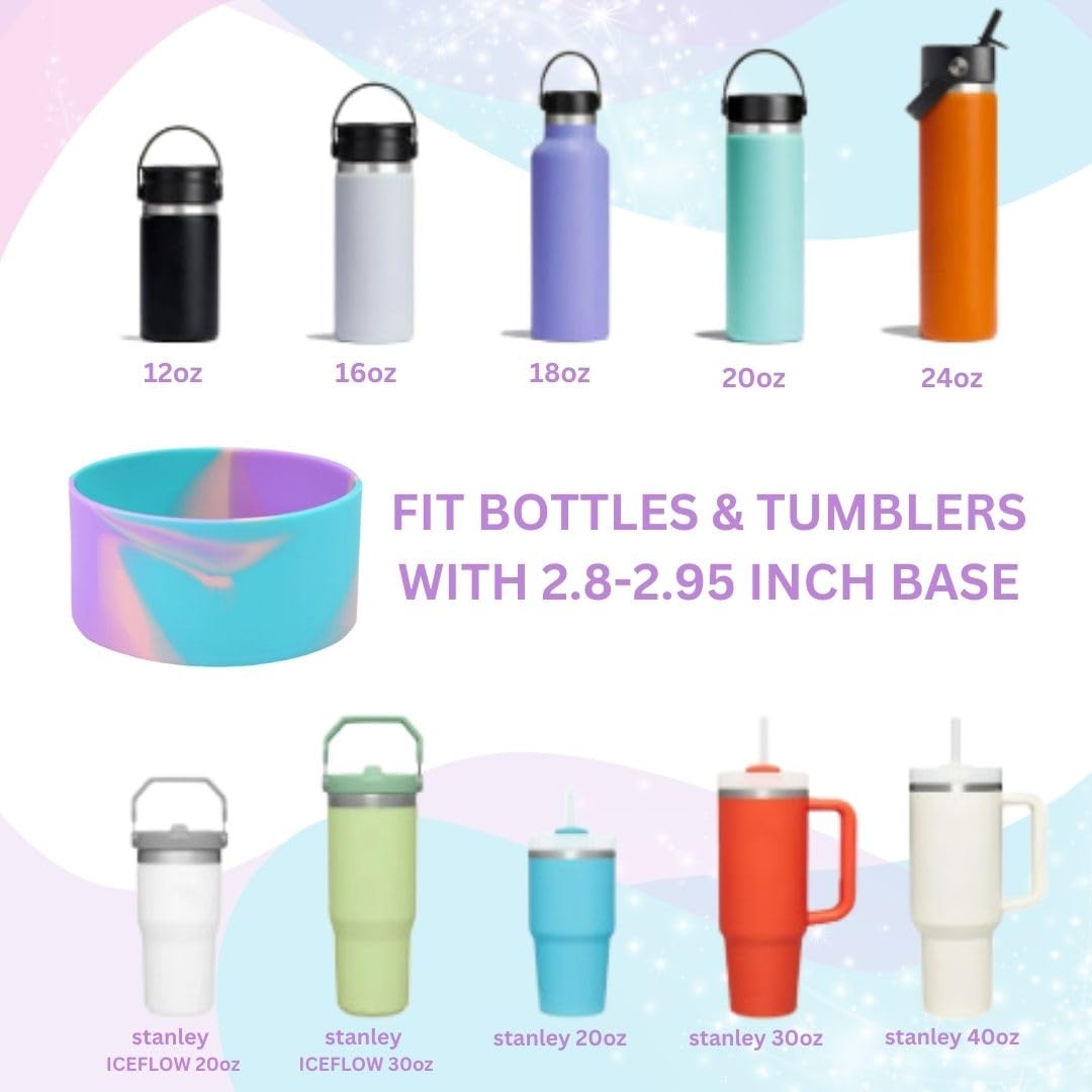 Generic Marble Silicone Sleeve/Boot for Stanley Cup Protector 20oz-40oz & Anti-Slip BPA Free Bottom Cover Bumper for Sport Bottles & Stanley Cup Accessories (Marble Blue/Pink/Purple)