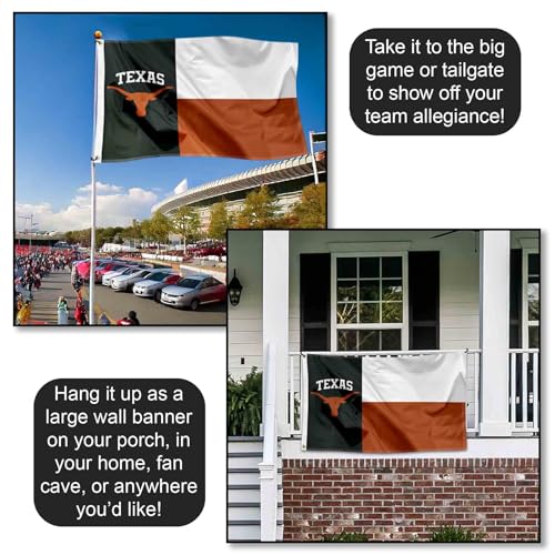College Texas Longhorns Flag 3x5 ft University Sports Banner for Home and Tailgating