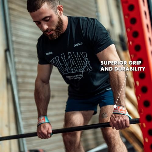 Tuff Lifting Straps Wrist Supports for Weightlifting Deadlifts Powerlifting - Teal Pink