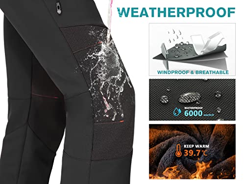 IUGA Women's Snow Pants Waterproof Insulated Ski Hiking Outdoor Small Black