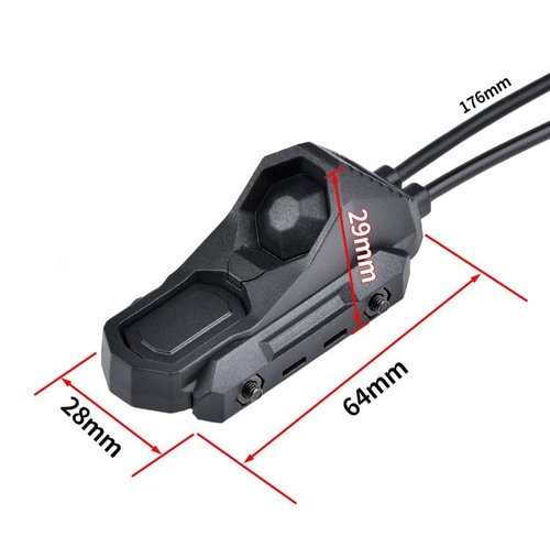 HATSEN Tactical Modular Dual Wire Button Remote Activation Pressure Switch，Compatible with M300/M600 PEQ15/A2 Etc Series Scout Troch Flashlight，for 20mm Rail and M&K System (SF+Crane Laser Plug BK)