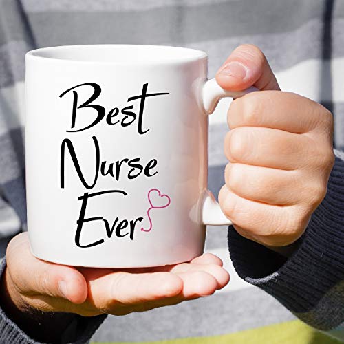 Retreez Funny Nurse Mug - Best Nurse Ever 11 Oz Ceramic Coffee Cup - White NSE006