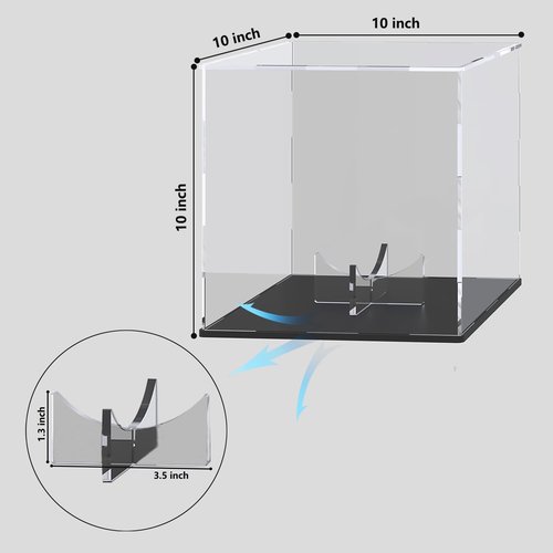 HEMYLU Football Display Case with Riser Stand, Acrylic Box for Full Size Football, Handball, Dodgeball, Volleyball Storage, Displaying and Showcase