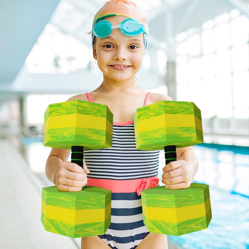 Aquatic Exercise Dumbbell Set of 2 for Water Aerobics, High-Density EVA-Foam Water Weights, Pool Fitness Equipment for Unisex Adults (Octagon)