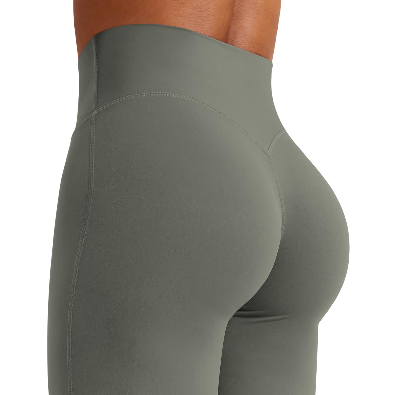 YEOREO Workout Leggings Womens No Front Seam Straight Leggings 35" High Waist Buttery Eddiy Gym Yoga Pants Gray Green S