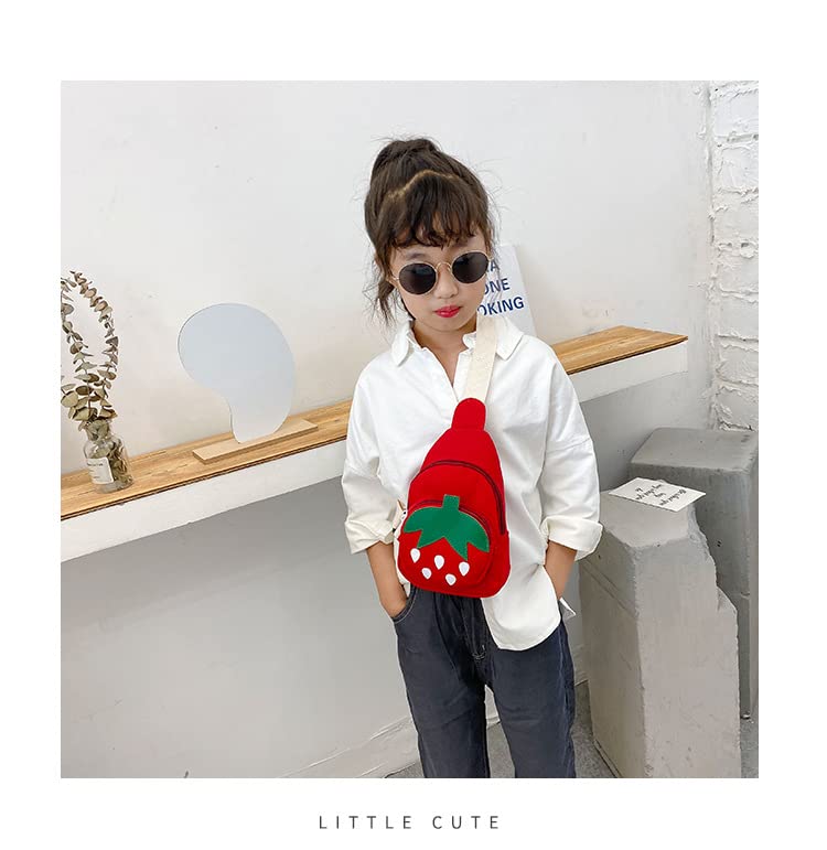 Hiflyer Small Sling Backpack, Rabbit Strawberry Design, Mini Backpack for Girls, Adjustable Shoulder Strap, Zipper Closure, 8x5x2 Inches, 0.2 liters