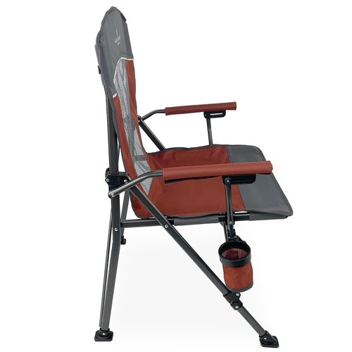 Black Sierra Camping Chair w/Padded Hard Armrest, Folding Lawn Chair w/Mesh Vented Back, Portable Beach Chair w/Cup Holder and Carry Bag, Supports 300 lbs for Sports, Backyard, Tailgating