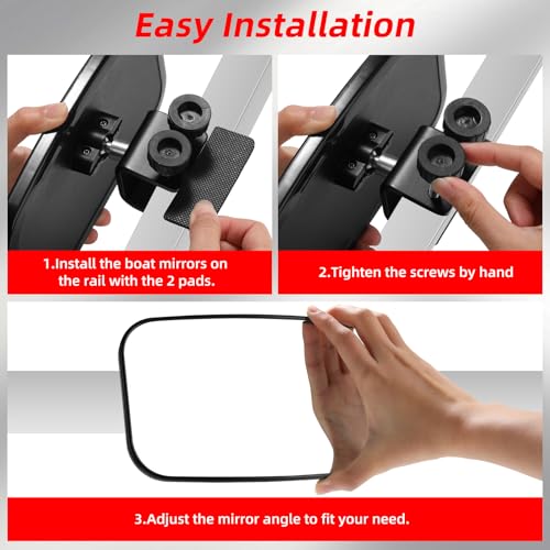 Boat Rear View Mirror, 8" W x 4" H Boat Mirrors, Marine Mirror for Ski Boats Pontoon Boat Water Skiing Sports Wakeboarding Surfing