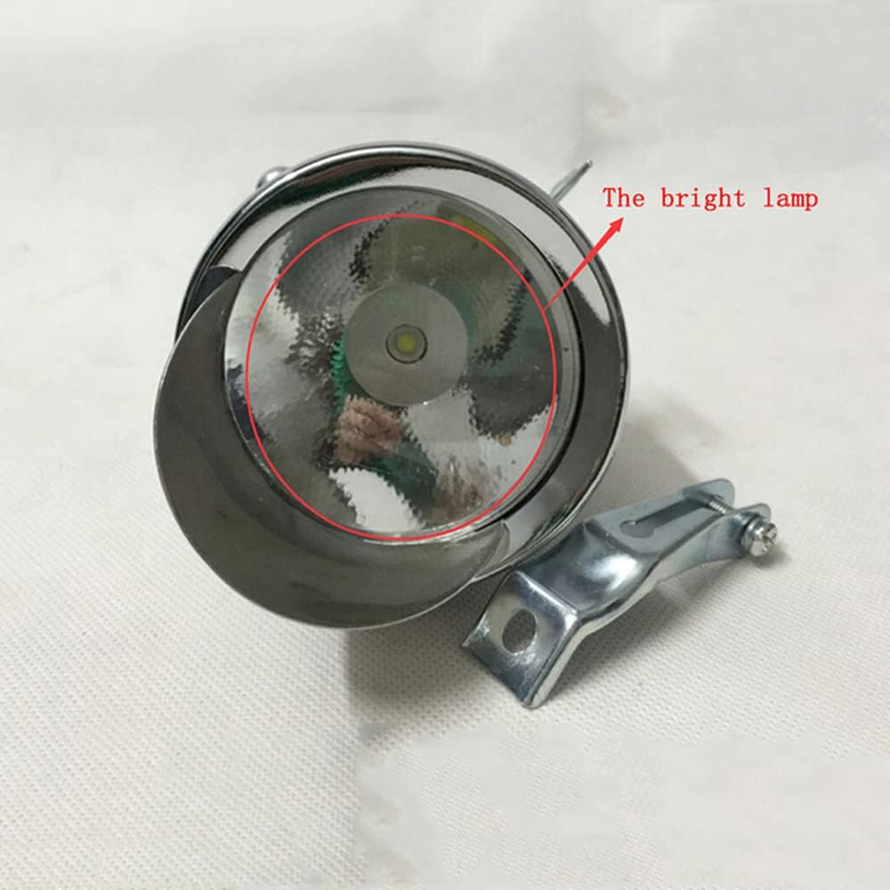 Metal Chrome Silver Shell Bright Classical Cool Bicycle Headlight Retro Vintage Bike LED Light Night Riding Safety Front Fog Head Lamp Headlamp