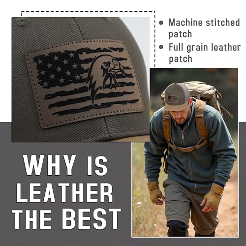 American Flag Trucker Hat for Men Women Gray-Green/Brown Adjustable Mesh Baseball Cap