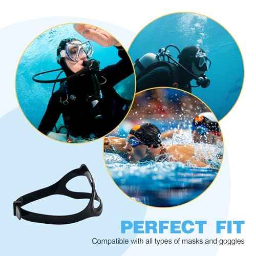 Universal Silicone Replacement Mask Strap 2-Pack, Adjustable Scuba Diving Snorkel Swim Goggles Headband, Comfortable Fit for Water Sports
