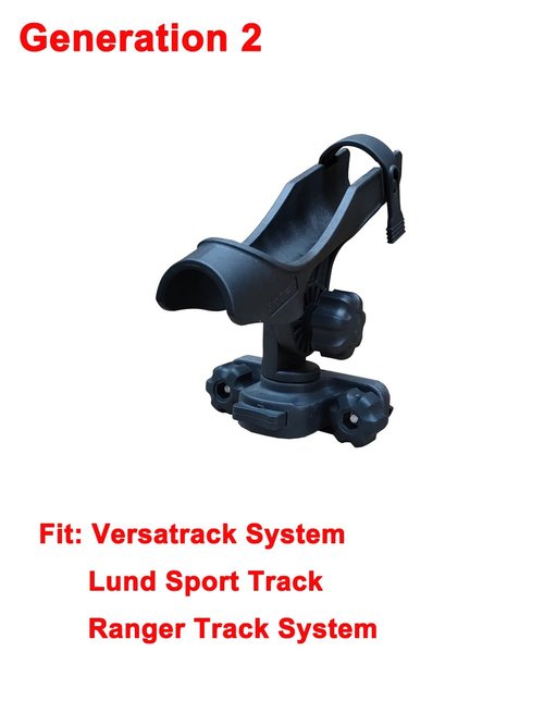 Brocraft Baitcaster/Spinning Rod Holder with 90 Degree Gunnel Track Mount/ Versatrack Boat Rod Holder/ Lund Sport Track Rod Holder / Ranger Track Rod Holder, Normal, Black