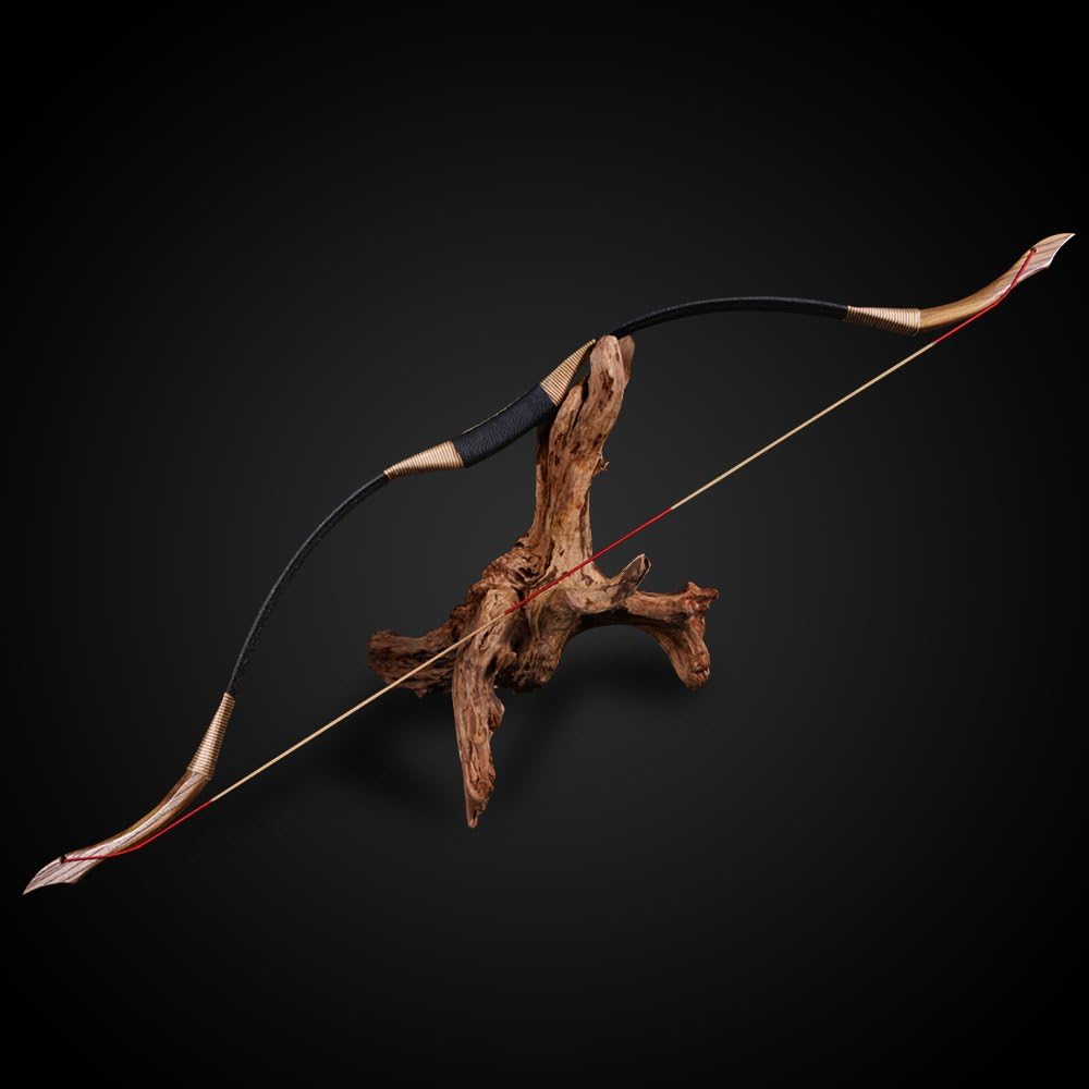 TOPARCHERY Black Hunter Traditional Recurve Bow 53'' Archery Hunting Handmade Horse Bow Longbow 30-50 lbs