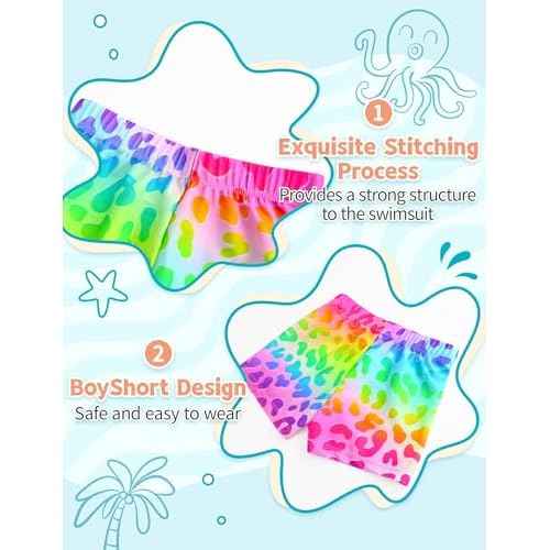 TENVDA Girls Swimsuit Long Sleeve Rash Guard Sets UPF 50+ Two Piece Bathing Suits Size 3-12 Years
