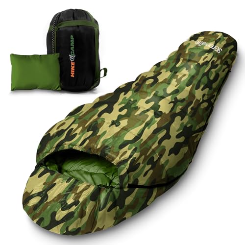 Camouflage 0 Degree Mummy Sleeping Bag - Waterproof, Lightweight for Cold Camping