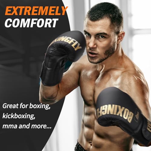 Boxing Gloves for Men Women Adults 12oz Gold Sparring & Training Gloves