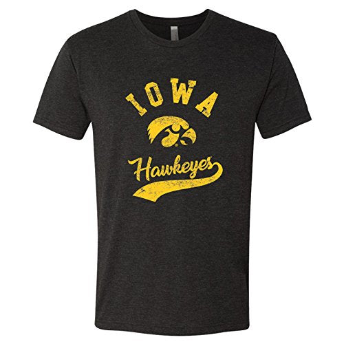 Iowa Retro Script T-Shirt for Men - XL Black Vintage Cotton Tee