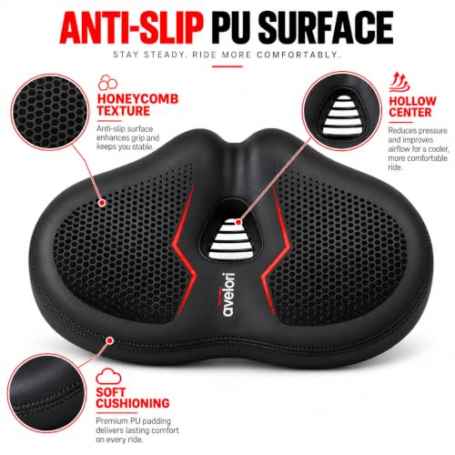 Bike Comfort Kit with Wide Memory Foam No-Nose Saddle & Ergonomic Handlebar Grips