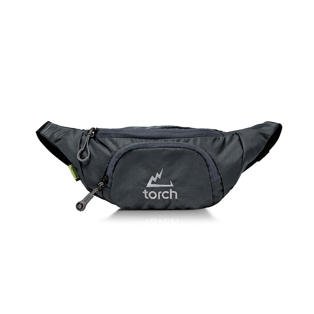 TORCH Belt Bag for Men - Fanny Pack Men Women with Compass Survival, Small Lightweight Hip Pack for Gym, Running, Hiking, Biking, Dog Walking - Vallejo (Grey)