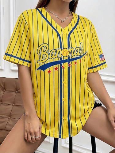 Women's Baseball Jersey Game Day Shirt - Graphic T-Shirt XL Yellow