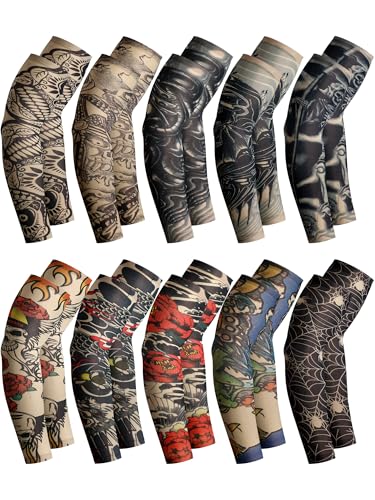 Gothic Men Tattoo Arm Sleeves UV Cover - Small, 20 Pcs, Various Styles