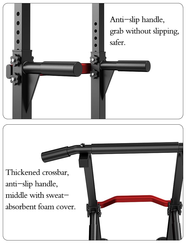 EASY BIG Power Tower Dip Station Pull Up Bar - Multi-Purpose Home Gym Equipment with Adjustable Height and Non-Slip Foot Pads - 330lbs Capacity
