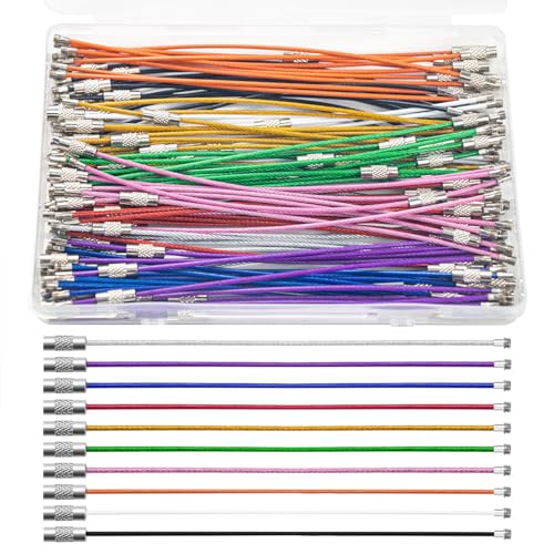 100 Pcs Wire Keychain Rings 6 Inch with 10 Colors for Crafts and Luggage