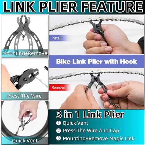 Bike Chain Tool 3 Pcs, Bicycle Link Plier + Chain Drift Tool + Chain Hook Chains Breaker Bikes Chain Removal Tools