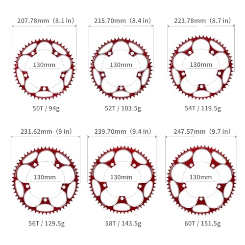 Red 42T Bicycle Chainring 130 BCD Narrow Wide Single Speed Road Bike Part