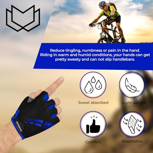 Unisex Gel Padded Cycling Gloves Blue X-Large - Breathable & Anti-Slip