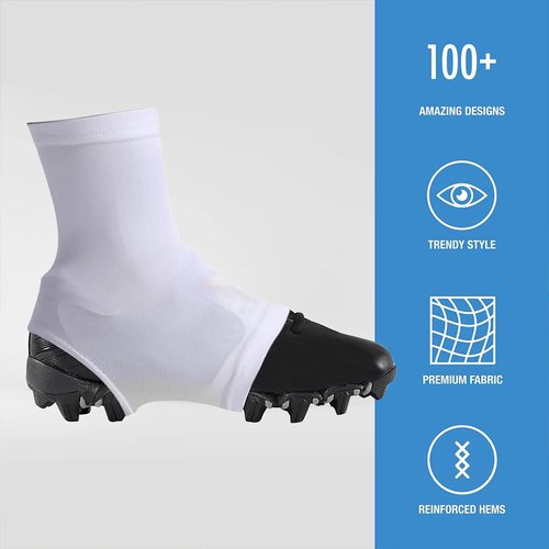 TEQIN Football Spats Cleat Covers, Elastic Football Spats for Cleats, Seamless Cleats Wraps for Football, Baseball, Soccer, Field Hockey White