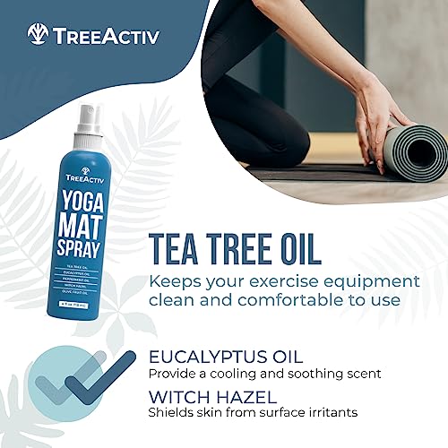 Yoga Mat Cleaner Spray with Tea Tree Oil - All-Purpose Gym & Exercise Equipment Freshener - 4 fl oz