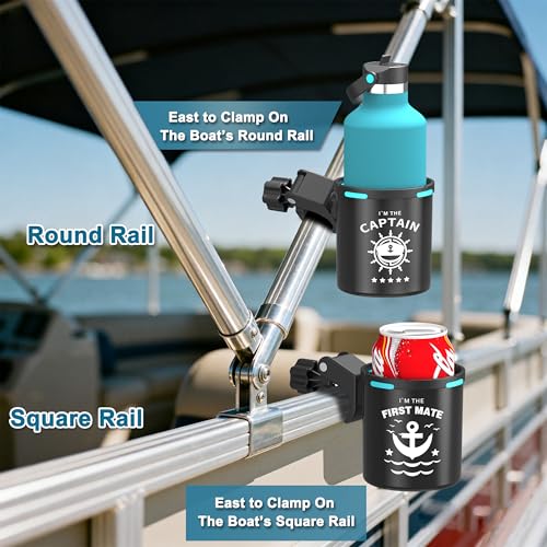 Pack of 2 Marine Boat Rail Cup Holders No Drilling Install on Bimini Top Rail or Pole