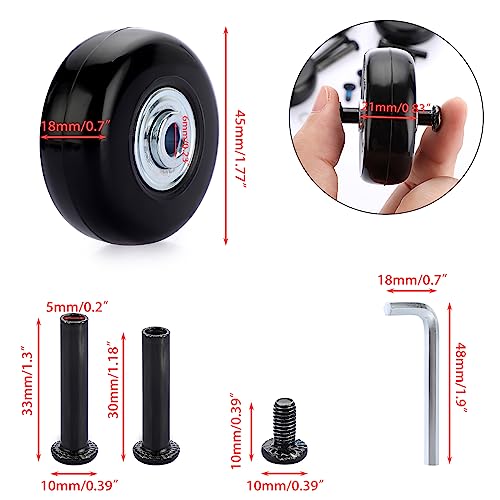OwnMy 45mm x 18mm Luggage Wheels Replacement Kit Set of 4 - Suitcase Casters