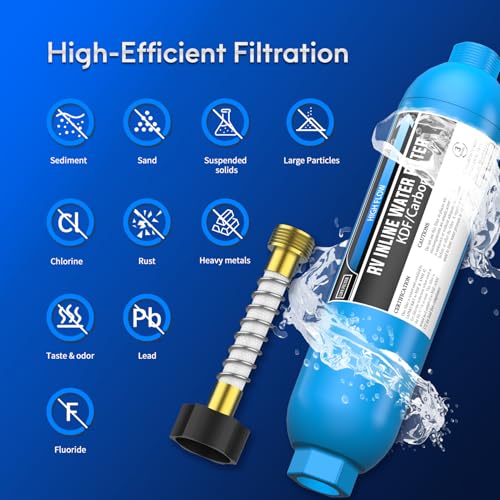 4 Pack RV Water Filter with Flexible Hose Protectors - High-Quality Drinking Water Filter