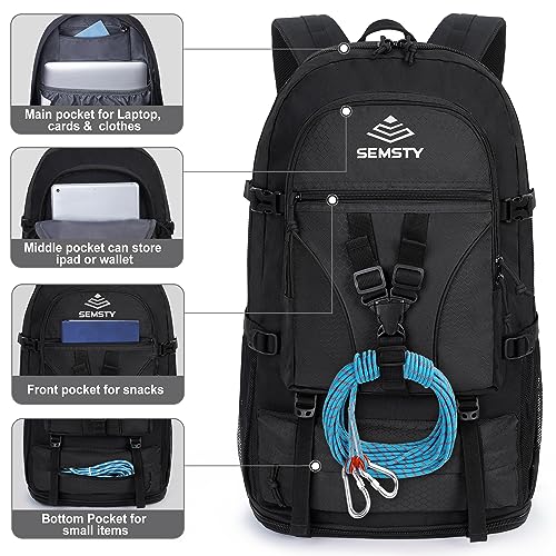 Expandable Hiking Backpack 40L/50L for Men and Women - Black, Variation of 40L+10L