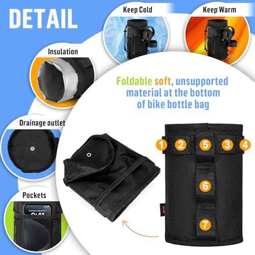 Desing Wish Ultra Thin Bike Water Bottle Holder for Handlebar 24-32 oz Bike Cup Holder with Removable Fastener Straps Bike Bottle Holder for Mountain Bike, Road Bike, eBike, Scooter