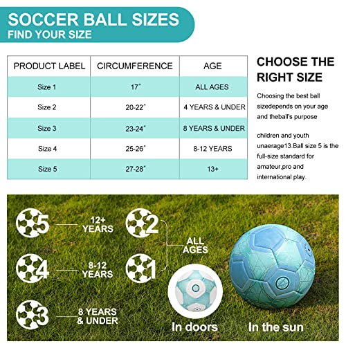 Color Change Soccer Ball Size 4 with Pump & Net - Teal/Blue/Pink Kids Outdoor Play