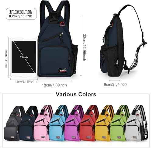 Convertible Sling Bag Crossbody Backpack with Headphone Jack Small Shoulder Chest Bag Casual Daypack for Women Men