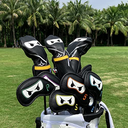 Golf Headcover for Hybrid - Leather Ninja Club Cover with Embroidery